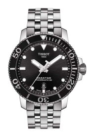 国内正規品TISSOT【ティソ】シースター1000「SEA　STAR1000」300m防水　自動巻き　ブラック文字盤　80時間パワーリザーブ　ステンレスバンド　セラミックベゼル【T120.407.11.051.00】