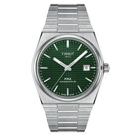 正規品TISSOT　ティソ　PRX　グリーン文字盤　自動巻きモデル　オートマチック　ステンレスバンド　40ミリケース　100m防水　80時間パワーリザーブ　非磁性合金ニヴァクロン製ヒゲゼンマイ　【ウッドウォッチスタンドプレゼント中】【T1374071109100】