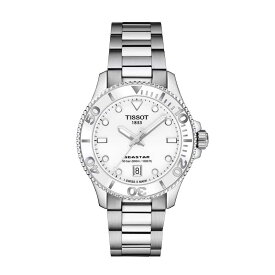 正規品TISSOT　ティソ　SEASTAR 1000 36MM　シースター1000　36ミリケース　ホワイト文字盤　ラバーバンド付き　クォーツ駆動（電池）　ステンレスバンド　300m防水　ユニセックス【T1202101101100】【T120.210.11.011.00】【ウッドウォッチスタンドプレゼント中】