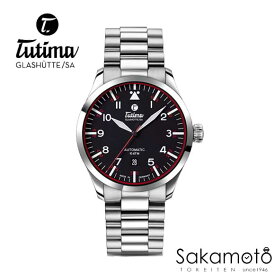 国内正規品【チュチマTUTIMA】【ドイツ製】ドイツ・グラスヒュッテ　FLIEGER　ステンレスケース　自動巻　10気圧防水【6105-02】ブラック文字盤