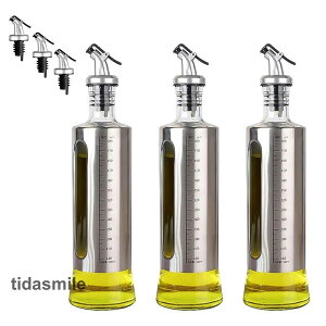 一番安い オイルボトル ガラス オリーブオイル 目盛り付き 本セット 油入れ 液だれしない ヴィネガー ボトル 油さし 家庭用 調味料入れ 醤油 お酢 調味料ボトル大好評