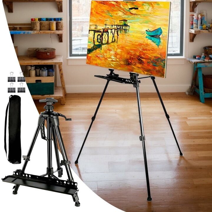 楽天市場】イーゼルスタンド 絵画用 | 絵画やサイン用 トレイ付き三脚 