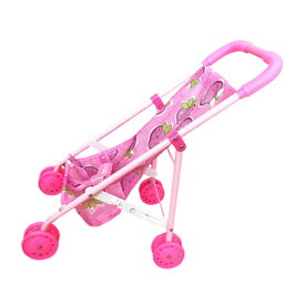 女の子向けミニチュアベビーカーおもちゃプッシュカート学習用折りたたみ式ギフト, いちご