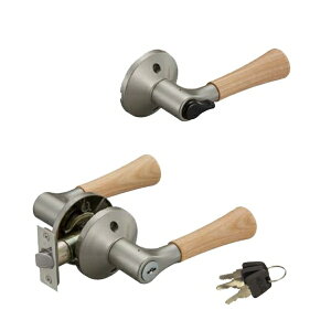 マツ六 兼用バリアフリーレバー木製鍵付錠 EL5060-35MW-NSNC Nシルバー+Nクリア 木製レバー