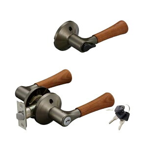 マツ六 兼用バリアフリーレバー木製鍵付錠 EL5060-35MW-UMB アンバー+Mブラウン 木製レバー