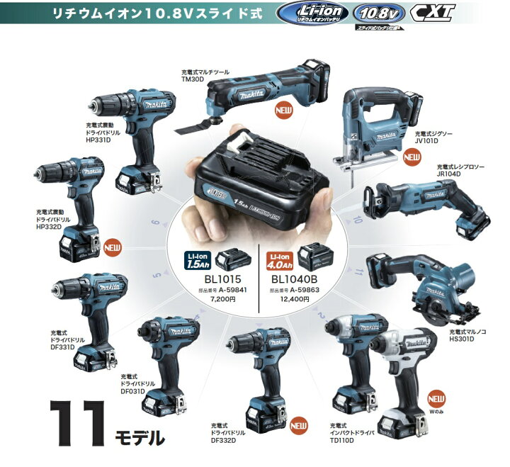 楽天市場】マキタ DF332DSMX 新10.8V充電式ドライバドリルセット CXT  