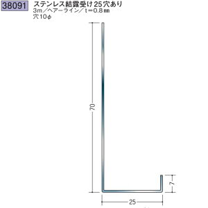 創建 38091-3m アルミスパンドレルSKタイプ 共通部材 ステンレス結露受け25穴あり 長さ:3m ヘアーライン  個数:1個 送料無料 ★法人様限定