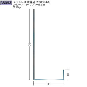 創建 38093-3m アルミスパンドレルSKタイプ 共通部材 ステンレス結露受け30穴あり 長さ:3m ヘアーライン  個数:1個 送料無料 ★法人様限定