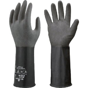 ショーワ　耐薬品手袋　No874R　ブチルゴム製化学防護手袋　XLサイズ　ブラック　黒 〔品番:NO874R-XL-BK〕[4075287]
