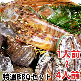 特選 海鮮BBQ詰合せ セット 3種 1人～4人前サザエ・活き締め 車海老 ・蝦夷アワビ 鮮度抜群の冷蔵便でお届けします！広島の中央卸売市場から産地直送！バーベキューやギフトにぴったりの海鮮詰合せセットです