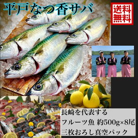 青空レストラン に出た フルーツ魚 送料無料　平戸なつ香サバ　約500g×8尾　三枚おろし (真空パック)刺身 で フィーレ 長崎を代表する フルーツ 魚 鯖 活〆 生サバ 青空レストラン 兄弟　母の日ギフト