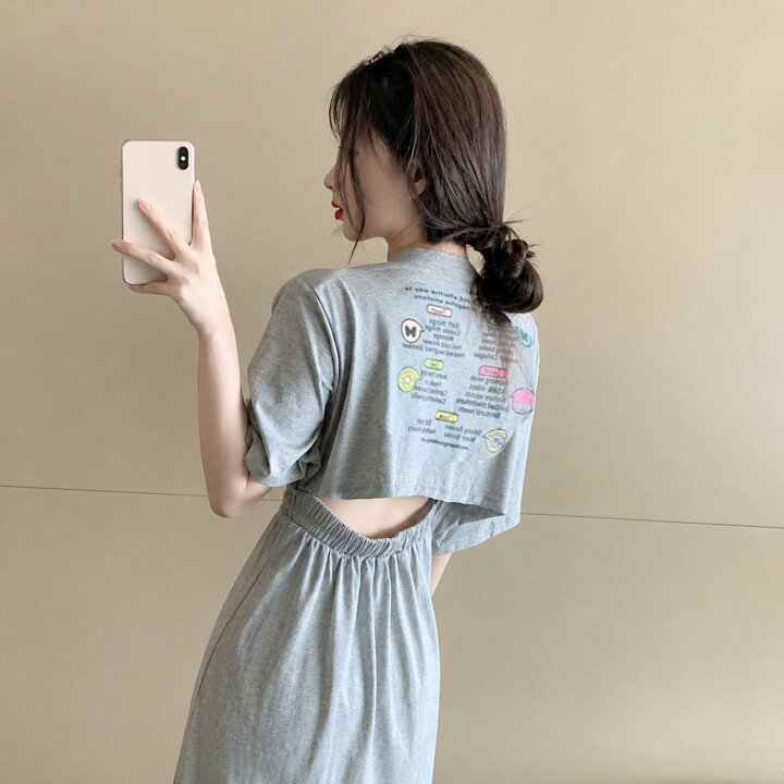 楽天市場】【バックオープン】ロングワンピース レディース 夏 半袖 