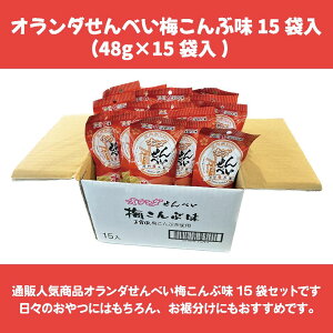 酒田米菓 オランダせんべい梅こんぶ味 15袋入 (48g×15袋) 【山形 国産米 お土産 ギフト 国産米100% 梅味 玉露園 コラボ うすやき】