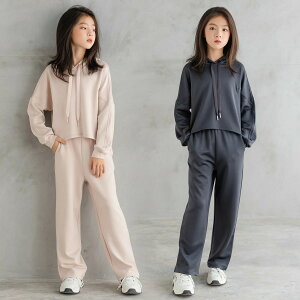 キッズ セットアップ 子供服 女の子 春秋 子供 子ども パーカー フード付き 長袖 ジャージ 上下セット こども キッズ服 ルームウェア ワイドパンツ ズボン 長ズボン 子ども服 部屋着 無地 カ