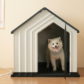 犬小屋 ドア付き ペットハウス ペットケージ プラスチック製 犬 室内犬 室外 ペットゲージ オシャレ ボブハウス ペットハウス ペットサークル L グレー