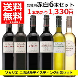 ソムリエ 二次試験 テイスティング 対策セット セパージュ別 レ ジャメル 赤 白 6本 セット 750ml×6本(1ケース) ワイン 飲み比べ ペイ ドック フランス【送料無料※一部地域は除く】