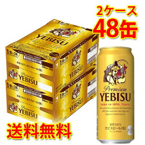 サッポロ エビス 生 500ml 24缶 2ケース 計48缶 生ビール ビール 国産 送料無料 北海道 沖縄は送料1000円 代引不可 同梱不可 日時指定不可