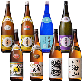 YD【飲み比べセット】1800ml×8本 『八海山　純米大吟醸/大吟醸/特別本醸造/普通酒・越乃寒梅　特撰/灑/別撰/白ラベル』プレゼント 日本酒 お歳暮 御歳暮 御中元 お中元 還暦祝い 新潟 御年賀 お年賀