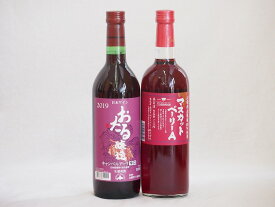 国産赤ワイン2本セット(北海道赤ワイン キャンベルアーリ辛口 山梨県マスカットベーリーA赤ワイン) 720ml×2本