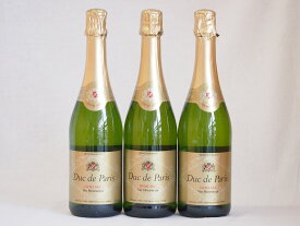 楽天スーパーセール/フランススパークリング白ワイン3本セット デュック ド パリ ドミセック(やや甘口) 750ml×3本