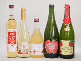 りんご酒5本セット(余市産りんご北海道シードル 信州林檎シードル アップルワイン 信州のりんごワイン アップルドライ辛口) 750ml×2本 500ml×3本