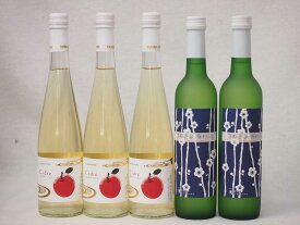 京都丹波フルーツワイン5本セット京都青谷梅わいん2本　Cider 青森弘前産りんご使用3本 計500ml×5本