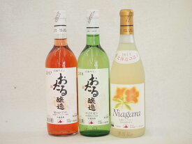 日本産葡萄100％おたるワイン3本セット 完熟ナイアガラ白1本 白1本 ロゼ1本 (北海道)720ml×3本