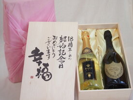 【最大47倍お買い物マラソン中】結婚記念日18周年セット 幸福いっぱいの木箱 フェリスタス22カラット金箔入りスパークワイン ドン ペリニヨン750ml×2本結婚記念日おめでとうございます デザイン書道家 榮田清峰作