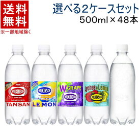 ［飲料］★送料無料★※　【選べる2ケースセット】　ウィルキンソン　炭酸水　（24本＋24本）500mPETセット　（48本セット）（タンサン）（レモン・ラベルレス・グレープ・ライチ＆レモン）アサヒ飲料【まとめ買い】