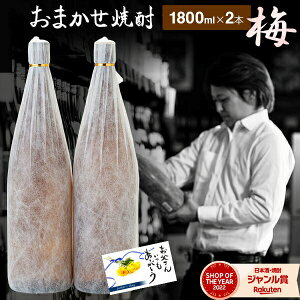 焼酎 "おまかせ" セット 芋焼酎 25度 1800ml × 2本 梅セット ギフト いも焼酎 飲み比べセット 鹿児島 お酒 お歳暮 クリスマス ハロウィン 誕生日 内祝 お祝い 宅飲み 家飲み