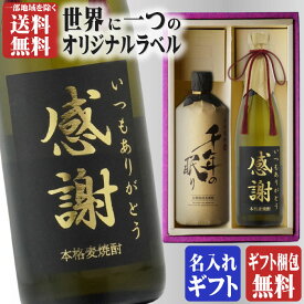 秋ギフト お歳暮 金文字 名入れ 麦焼酎 博多献上 720ml + 千年の眠り720ml 合計2本セット 飲み比べ 送料無料（北海道・東北除く） 25度 40度 篠崎 退職祝い 還暦祝い 記念品 誕生日 内祝い ギフト のし 熨斗 ラッピング メッセージカード無料
