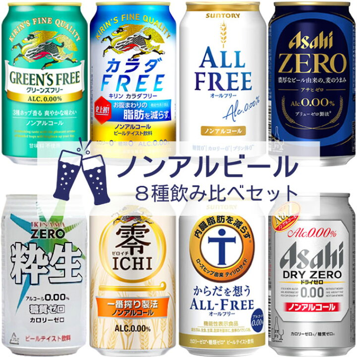 楽天市場】ノンアルビールセット 8種飲み比べセット 【350ml×24本】 8 
