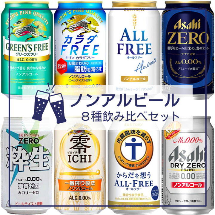 楽天市場】ノンアルビールセット 8種飲み比べセット 【350ml×24本】 8 