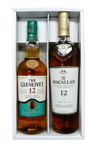 飲み比べモルトウイスキー グレンリベット12年 マッカラン12年 2本セット ※【送料無料(北海道・東北・沖縄以外)】