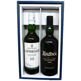 スモーキー系10年 飲み比べ アイラモルト2本　ラフロイグ10年700ml、アードベッグ10年700ml [ギフトボックス入り]