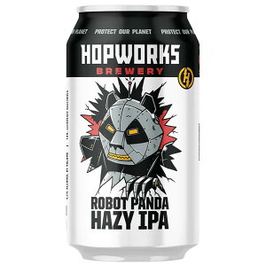 �z�b�v���[�N�X ���{�b�g�p���_�w�C�W�[IPA 355ml�m�①�̂݁n�y3�`4�c�Ɠ��ȓ��ɏo�ׁz Hopworks Robot Panda Hazy IPA �A�����J