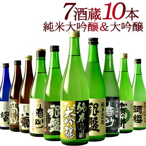 日本酒 飲み比べ ギフト 7酒蔵の純米大吟醸&大吟醸 飲み比べ10本組セット[常温]【2〜3営業日以内に出荷】【送料無料】ギフト 日本酒 プレゼント お酒 お祝い オリジナル 贈答