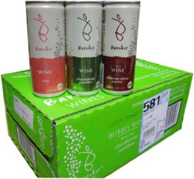 【送料無料】　缶入りワイン　バロークス　スパークリング3種セット（飲み比べセット）250ml×24本入り　1箱