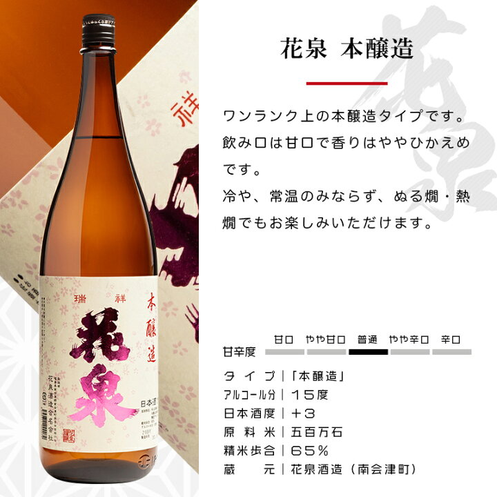 楽天市場 花泉 本醸造 1800ml 日本酒 花泉酒造 福島 南会津 地酒 ふくしまプライド 酒の櫻家楽天市場店