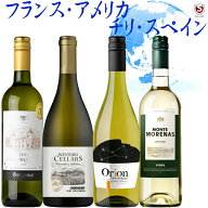 フランス・アメリカ・チリ・スペイン　世界国別飲み比べ　お手軽　白4本セット【通常便　送料無料】【B4-…