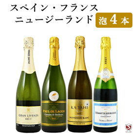 *フランス・スペイン・ニュージーランド　世界の泡　飲み比べ　お手軽　スパークリング4本セット【送料無料】【D4-010】