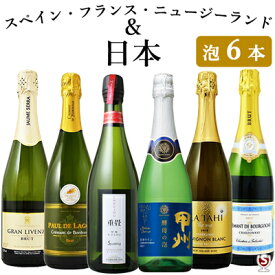 日本・フランス・スペイン・ニュージーランド　国内外飲み比べ　お手軽　スパークリング6本セット【送料無料】【D6-013】