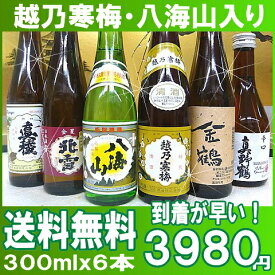 驚くほど早く到着いたします【送料無料】【豪華6本】越乃寒梅・八海山入り！当店で一番売れている日本酒セット日本酒　飲み比べセット【あす楽】【伝説福袋】新潟銘酒＋真稜・北雪・金鶴・真野鶴300ml×6本