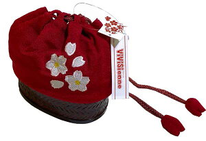 【 ViVi Sienne ビビジェンヌ 】桜巾着 〔 赤色 〕子供 用 桜きんちゃくとってもかわいい!!女の子 用の 浴衣 、七五三 きんちゃくお正月 などに最適♪ キンチャク