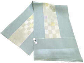 【　正絹帯揚　市松模様柄　】【激安処分品】メーカー処分品激安セール商品♪ご使用には全く問題ございません正絹 帯揚　【　ブルー 色　】