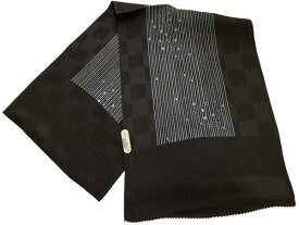【　正絹帯揚　市松模様柄　】【激安処分品】メーカー処分品激安セール商品♪ご使用には全く問題ございません【　正絹帯揚　墨色　】