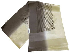 ちりめん正絹帯揚　激安処分品メーカー処分品　激安セール商品♪ご使用には全く問題ございません【　正絹帯揚　薄茶×ベージュ色　】