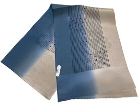 ちりめん正絹帯揚　激安処分品メーカー処分品　激安セール商品♪ご使用には全く問題ございません【　正絹帯揚　マリンブルー×洗柿色　】