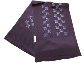 ちりめん正絹帯揚　激安処分品メーカー処分品　激安セール商品♪ご使用には全く問題ございません【　正絹帯揚　茄子紺色　市松模様柄　】