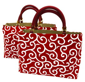 【さくら小町オリジナル商品】唐草模様 柄　トートバッグ洋装・和装に使える♪唐草 柄・赤色地標準サイズ・ワイドサイズ【日本製】男女兼用でご使用いただけます